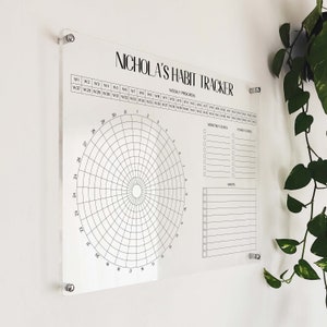 Acrylic Habit Tracker - Personalized Habit Tracker for Wall - Monthly Wall Board - Weekly Habit Planner - Dry Erase Board Acrylic Calendar