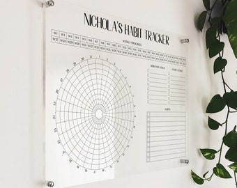 Personalized Acrylic Habit Tracker: Monthly Wall Planner