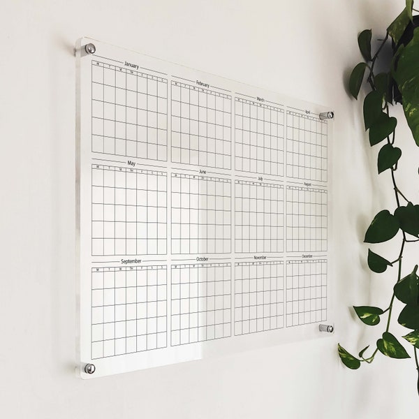 Large Acrylic Yearly Calendar - 2024 wall calendar -  Large Acrylic Wall Calendar - Acrylic Calendar Yearly Planner Board