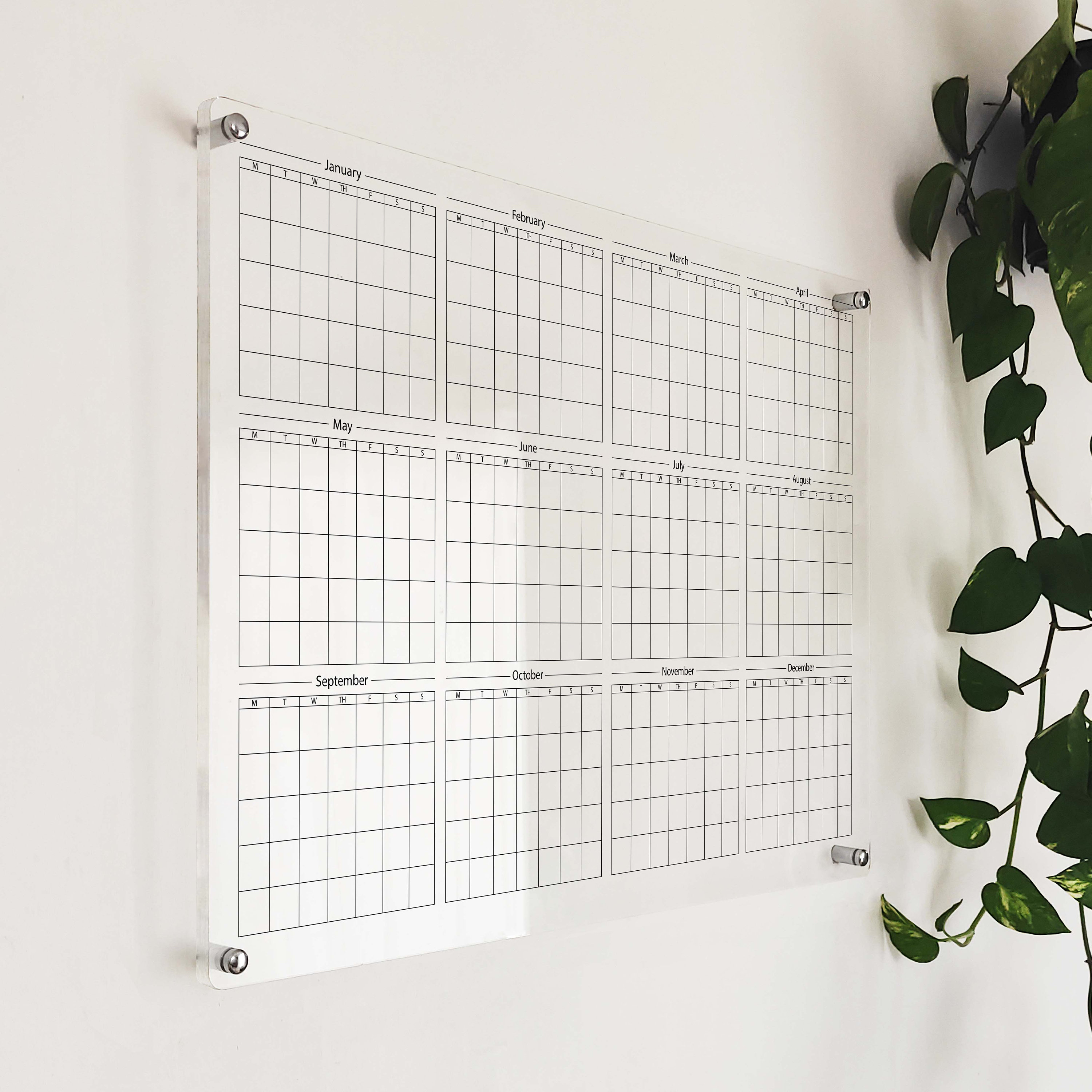 Large Acrylic Yearly Calendar 2024 Wall Calendar Large Acrylic Wall  Calendar Acrylic Calendar Yearly Planner Board 