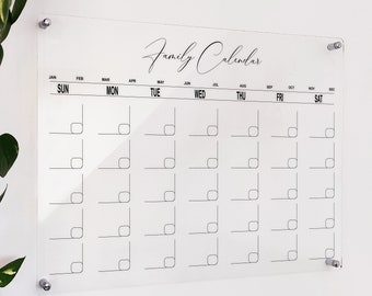 Family Wall Calendar - Acrylic Wall Board Erase - Custom Dry Erase Calendar - Acrylic Calendar For Wall - Acrylic Wall Calendar with Notes