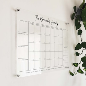Personalisierter Acryl-Wandkalender - benutzerdefinierter trocken abwischbarer Acryl-Familienkalender - trocken abwischbarer Home-Wandplaner - Acrylwand-Familienplaner
