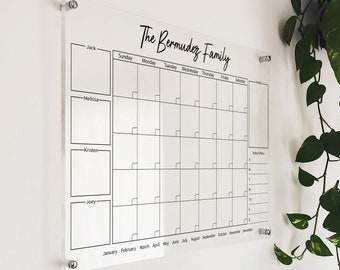 Personalized Acrylic Wall Calendar - Custom Dry Erase Acrylic Family Calendar - Dry Erase Home Wall Planner - Acrylic Wall Family Planner