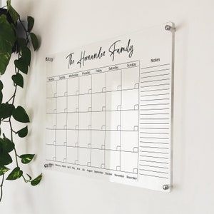 Large dry erase white board calendar | Khlschrank kalender | Acrylic dry erase board | Acrylic Calendar |  Acrylic Family Planner