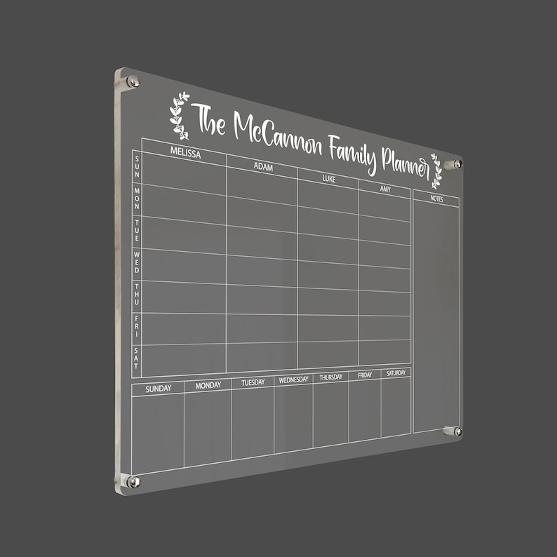 Acrylic Family Planner Family Chore Chart