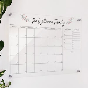 Personalized Acrylic Calendar: Monthly & Weekly Planner, Reusable Dry Erase