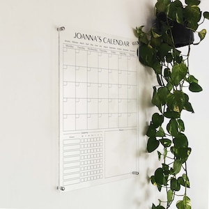 Personalisierter Acryl-Kalender mit Aufgaben-Diagramm - Acryl-Monats-Wandkalender - Acryl trocken abwischbar Personalisierte Kinder-Aufgabe-Diagramm