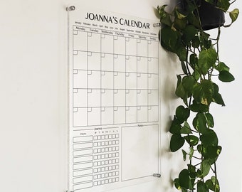 Personalized Acrylic Calendar with Chore Chart - Acrylic Monthly Wall Calendar - Acrylic Dry Erase Personalized Children Chore Chart