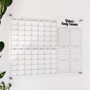 Personalized Acrylic Wall Calendar - Acrylic 2 Month Family Calendar for Wall - 2023 Wall Calendar Two Month - Monthly & Weekly Planner 2023