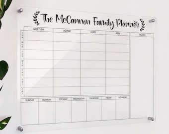 Family Chore Chart - Acrylic Family Calendar - Large Weekly Family - Wall Planner - Personalized Family Planner - Acrylic Dry Erase Calendar