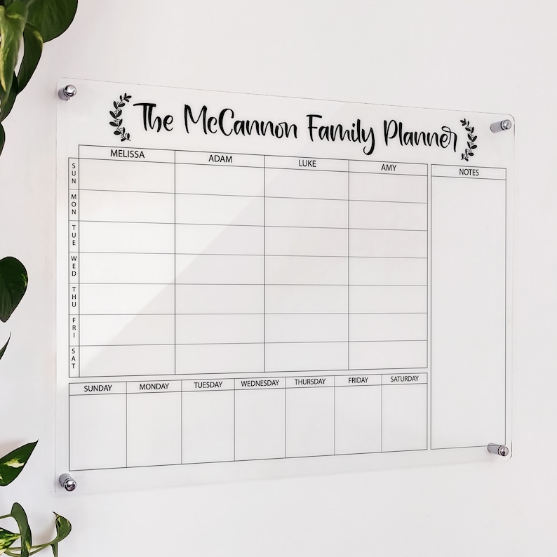 Acrylic Family Planner Family Chore Chart