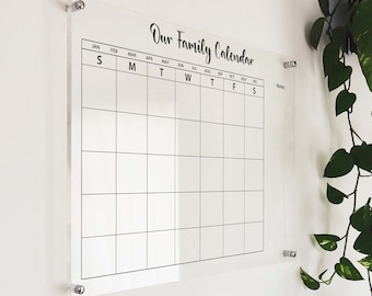Acrylic Monthly Calendar - Personalized Family Calendar For Wall - Family Calendar 2023 - Dry Erase Board With Side Notes, Office Wall Decor