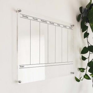 Minimalist Acrylic Weekly Planner: Dry Erase Wall Calendar