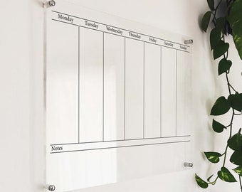 Pianificatore settimanale acrilico minimalista - Planner acrilico settimanale giornaliero - Calendario cancellabile a secco - Calendario da parete - Pianificatore ufficio acrilico