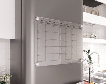 Magnetic Monthly Acrylic Fridge Calendar - Magnetic Fridge Calendar - Dry Erase Calendar - Acrylic Magnetic Kitchen Board