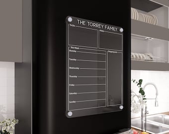 Personalisierter Magnetischer Acryl-Kühlschrank-Kalender: Wöchentliches trocken abwischbares Brett