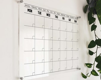 Acrylic Weekly Calendar - Personalized Dry Erase Board - Acrylic Weekly Calendar - Modern Wall Calendar with Side Notes - Housewarming Gift