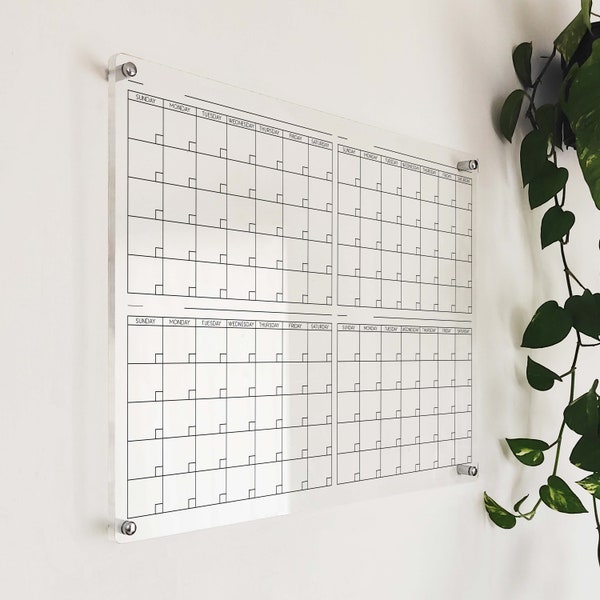 4 Months Dry Erase Calendar - Etsy