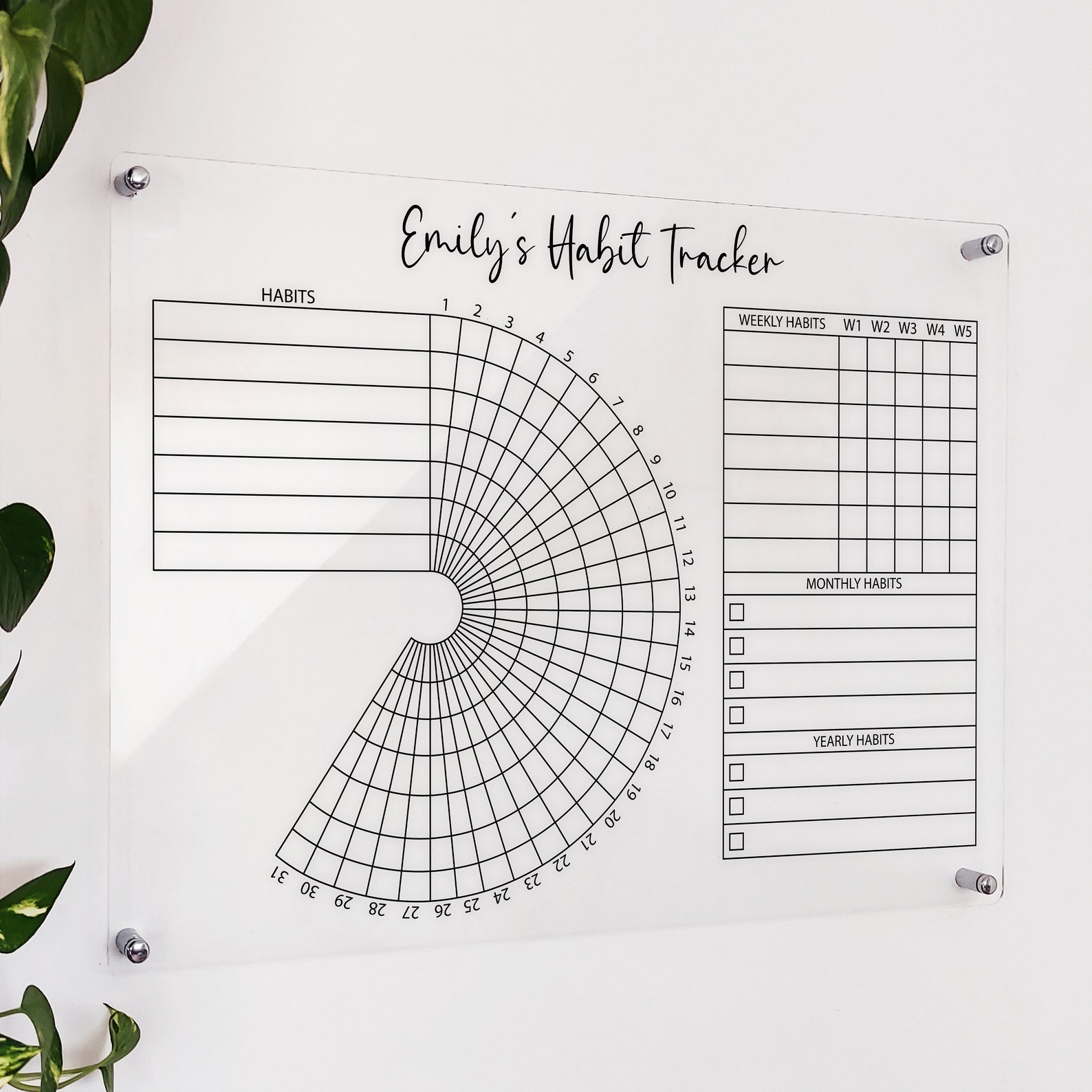 Personalized Acrylic Habit Tracker: Monthly Weekly Chart Board - Etsy