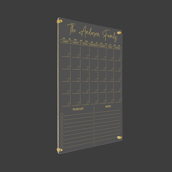 Personalized Acrylic Calendar - 2024 wall calendar - Wall Dry Erase Board with Marker - Acrylic Wall Calendar Vertical