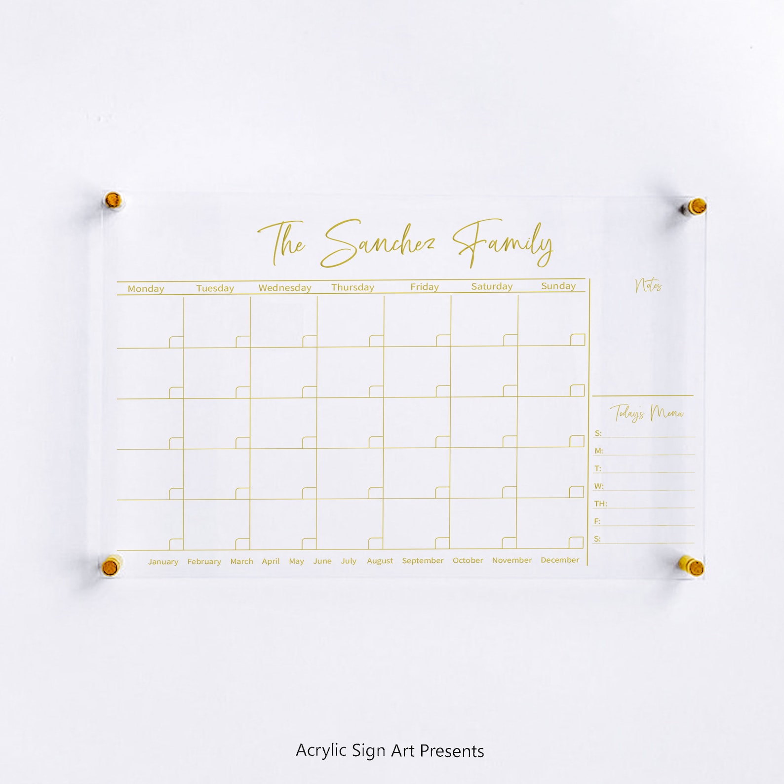 Customisable Acrylic Calendar Family Dry Erase Calendar Etsy