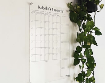 Personalized Acrylic Calendar - Acrylic Monthly Wall Calendar - Acrylic Dry Erase Calendar - AHDH Calendar - Personalized Note Board