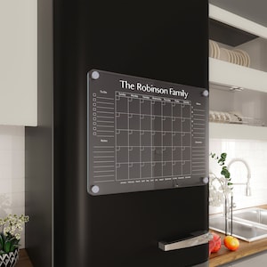 Custom Fridge Acrylic Calendar - Magnetic Dry Erase Calendar - Magnetic Monthly Acrylic Calendar -  Acrylic Family Calendar - Fridge Decor