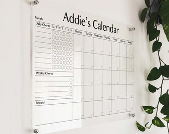 Personalized Family Chore Chart - Chore Chart for Kids - Dry Erase Board - Clear Acrylic Homeschool - 2025 Planner with Chore Chart Children