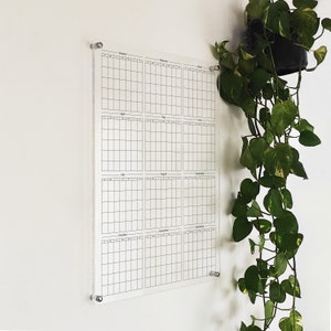 Acrylic Yearly Wall Planner 2023 - Large Yearly Acrylic Calendar 2023 - Acrylic Wall Calendar - Office Decor - Dry Erase Boards -