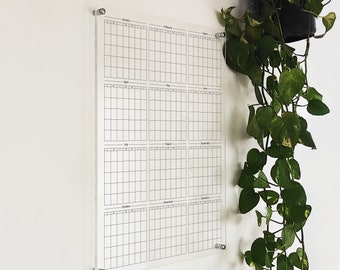 Acrylic Yearly Wall Planner 2023 - Large Yearly Acrylic Calendar 2023 - Acrylic Wall Calendar - Office Decor - Dry Erase Boards -