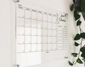 Acrylic Personal Flourish Planner - Monthly Weekly Acrylic Planner Boards - Floral Calendar for Wall - Acrylic Dry Erase Boards