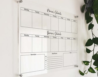 Personalized Acrylic Weekly Calendar - Large Wall Calendar - Acrylic Dry Erase Planner - Weekly Schedule for Adult - Personalized Note Board