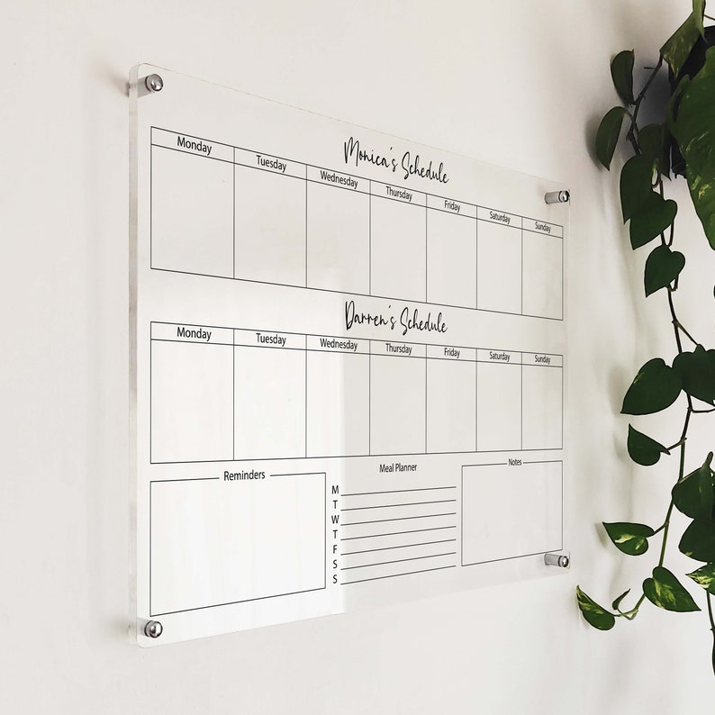 Acrylic Dry Erase Board Weekly Calendar