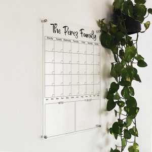 PERSONALIZED Acrylic Calendar- Acrylic Monthly Planner - Dry Erase Monthly Calendar - Family Calendar for Wall - Personalize Dry Erase Board