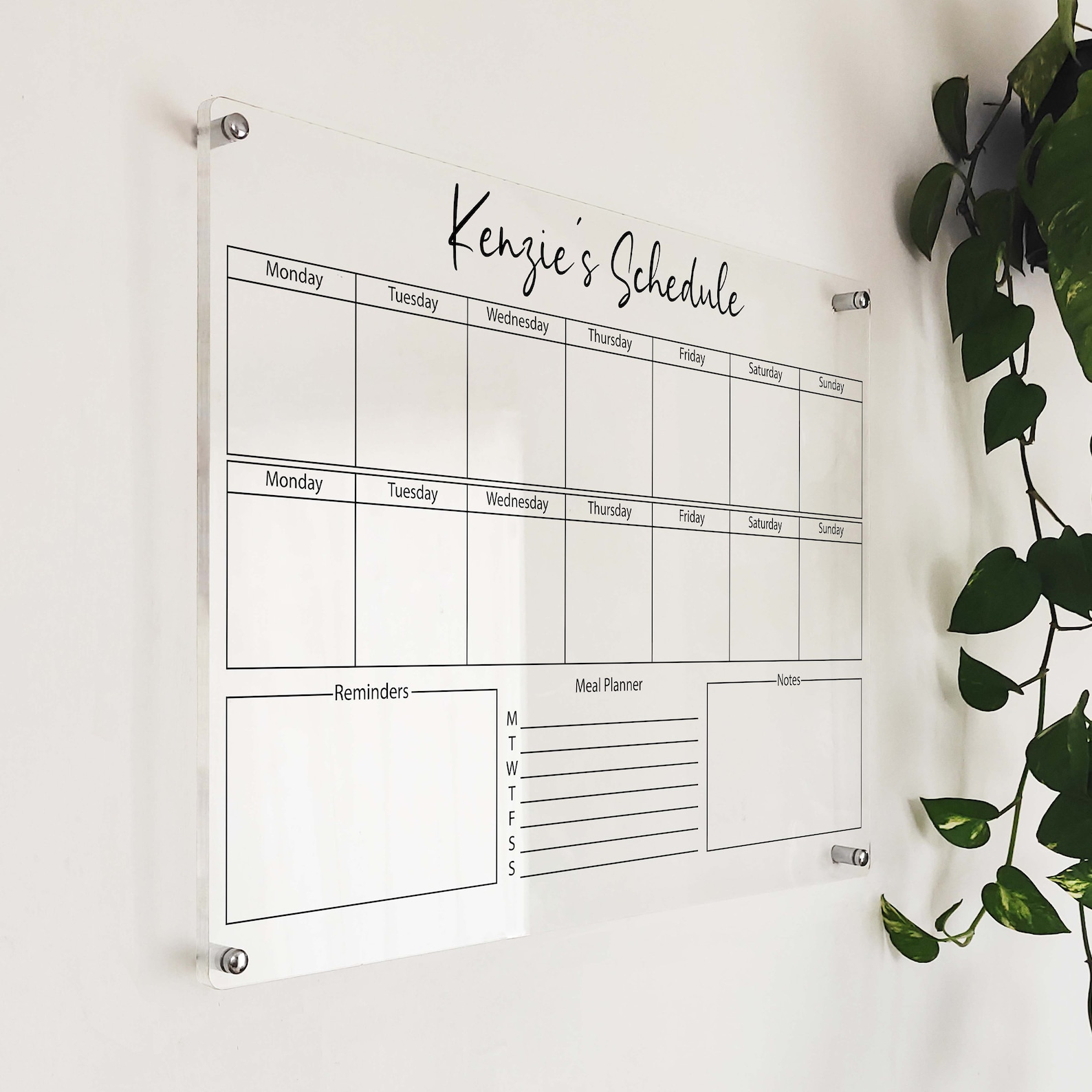 Acrylic Weekly Wall Calendar Personalized Planner Acrylic Etsy