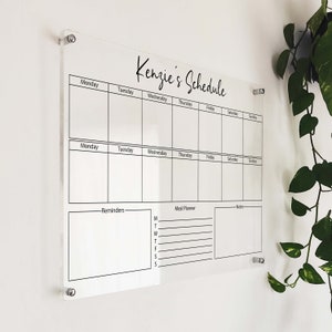 Acrylic Weekly Wall Calendar - Personalized Planner - Acrylic Dry Erase Planner - AHDH Weekly Glass Calendar - Personalized Note Board