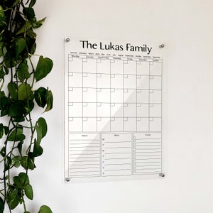 Personalized Calendar for Wall - Acrylic Monthly Family Calendar for Wall - 2024 wall calendar Two Months - Dry Erase Board with Marker
