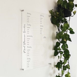 Acrylic Weekly Meal Planner -  Kitchen Meal Planner - Acrylic Wall Calendar for Meal Planner - Acrylic Weekly Calendar - Kitchen Decor