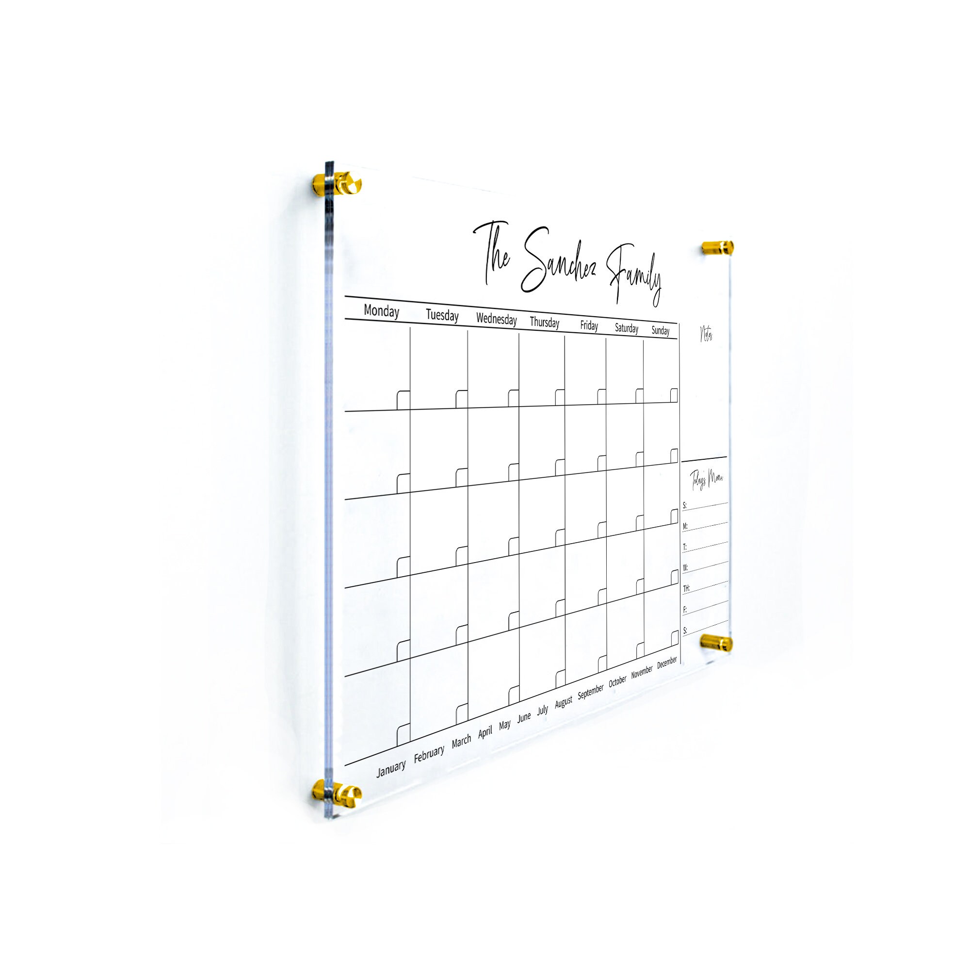 Customisable Acrylic Calendar Family Dry Erase Calendar Etsy