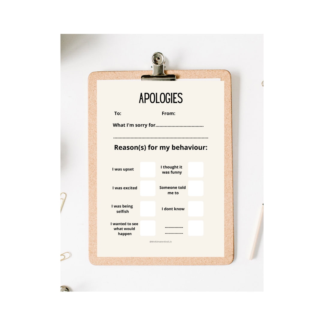 Buy Apology Worksheet and Checklist. Use as a Behaviour Tracker or ...