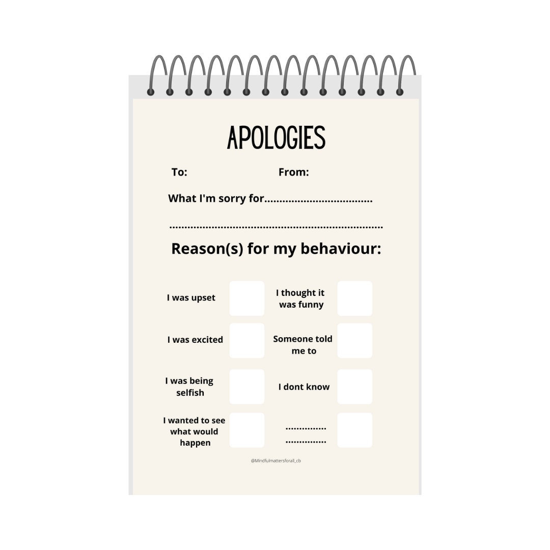Buy Apology Worksheet and Checklist. Use as a Behaviour Tracker or ...