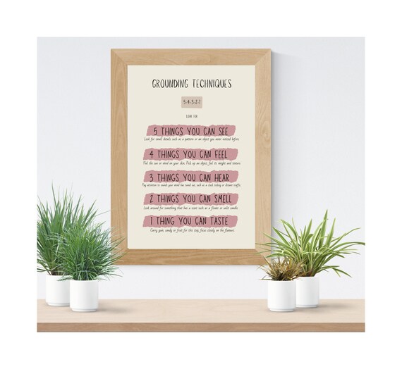 Grounding Techniques 5 4 3 2 1 Print Anxiety Poster Etsy