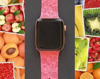 Summer Fruit Watch Band 38mm 40mm 41mm 42mm 44mm 45mm S/M M/L Series 1,2,3,4,5,6,7,8,9 Silicone Engraved Summer Watchband Replacement