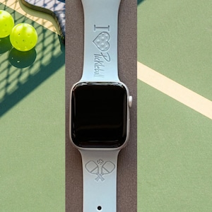 Pickleball Watch Band 38mm 40mm 41mm 42mm 44mm 45mm S/M M/L Series 3,4,5,6,7 Engraved Sport Watchband Replacement