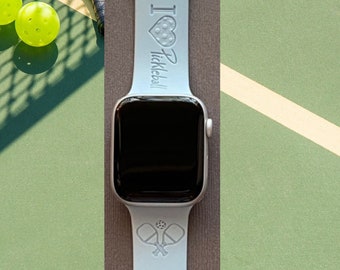 Pickleball Watch Band 38mm 40mm 41mm 42mm 44mm 45mm S/M M/L Series 1,2,3,4,5,6,7,8,9 Engraved Sport Watchband Replacement
