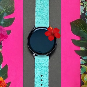 Hibiscus Samsung Galaxy Watch Band 20mm Summer Beach Tropical Flower Watchband Replacement