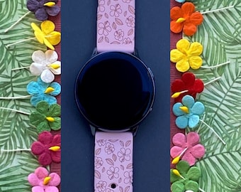 Hibiscus Watch Band 20mm Cute Summer Beach Tropical Floral Watchband Replacement
