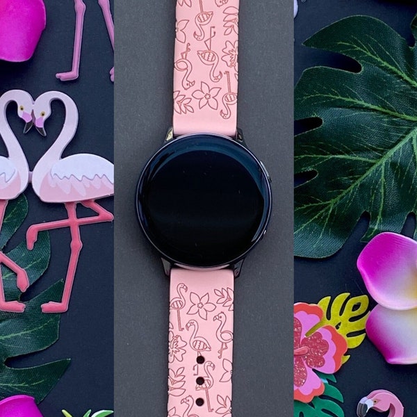 Tropical Flamingo Samsung Galaxy Watch Band 20mm Summer Beach Tropical Watchband Replacement