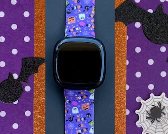 Halloween Fitbit Versa 3,Fitbit Versa 4/Fitbit Versa Sense S/L Silicone Pumpkins Watchband Replacement