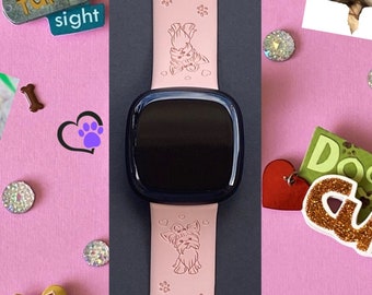 Dog Breed Fitbit Versa 3,4/Fitbit Versa Sense S/L Silicone Engraved Dog Lover Watchband Replacement